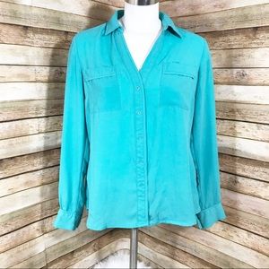 Candies turquoise button up blouse